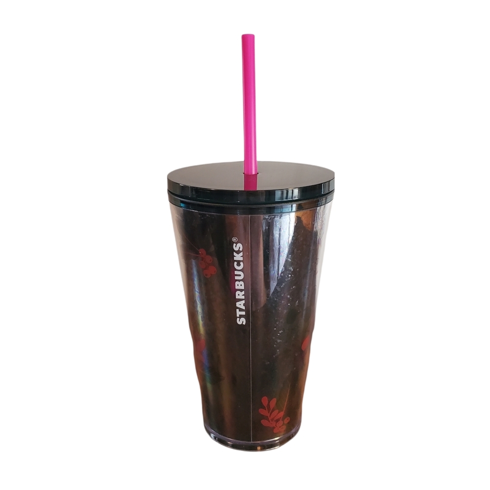 Starbucks 16oz Black Floral Sequin Tumbler - Picture 2 of 9
